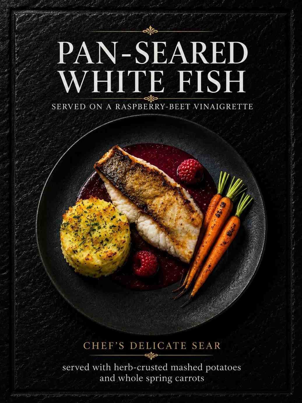Pan-seared white fish dish